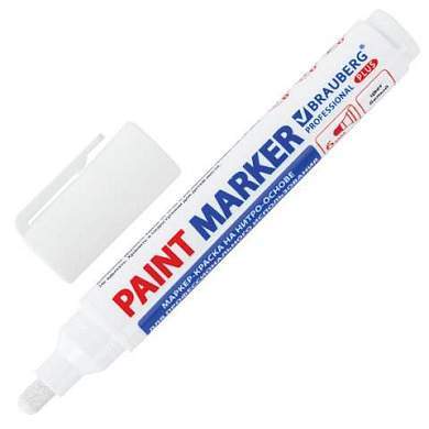 Маркер-краска лаковый (paint marker) 6 мм, БЕЛЫЙ, НИТРО-ОСНОВА, BRAUBERG PROFESSIONAL PLUS EXTRA, 151450 (арт. 151450)