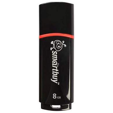 Флеш-диск 8 GB, SMARTBUY Crown, USB 2.0, черный, SB8GBCRW-K (арт. 512175)