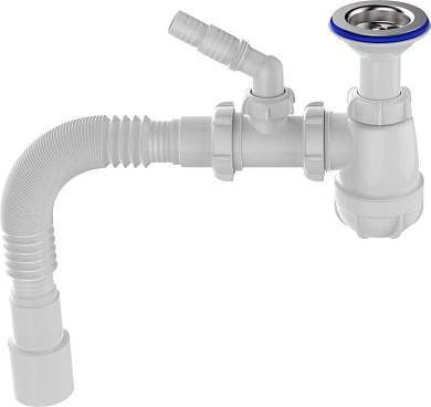 Aquant Сифон для умывальника 1 1/2''х40 с удл.горловиной,отвод для стир.машины,г.т.40х40/50,S0545-16-MR (арт. 876379)
