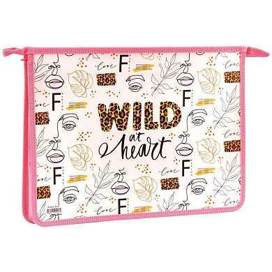 Папка для тетрадей 2 отделения А4 ArtSpace "Wild at heart", пластик, на молнии (арт. 331394)
