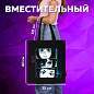 Сумка шоппер BRAUBERG PREMIUM, канвас, 40х35 см, на кнопке, карман, черный, "Anime face", 271903 (арт. 271903)