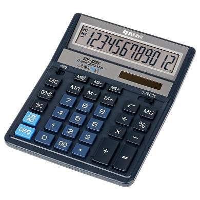 Калькулятор настольный Eleven SDC-888X-BL, 12 разрядов, двойное питание, 158*203*31мм, синий (арт. 339224)