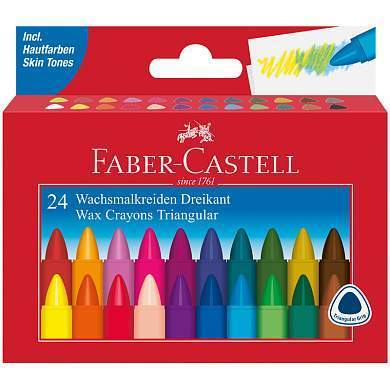 Мелки восковые Faber-Castell, 24цв., трехгранные, картонная упаковка (арт. 286201)