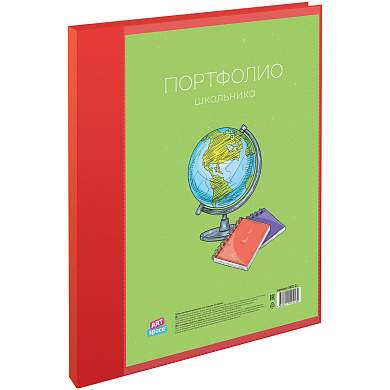 Папка-портфолио пластиковая А4 ArtSpace, на 2 кольцах для школьника, 20 файлов (арт. 360121)