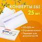Конверты Е65 (110х220 мм), отрывная лента, 80 г/м2, КОМПЛЕКТ 25 шт., внутренняя запечатка, BRAUBERG, 122449 (арт. 122449)