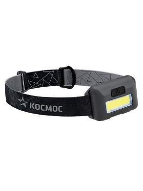 Космос Фонарь Налобный H101-Cob (3Xr03) 1Светодиодн. Cob 3W (160Lm), Чёрный/Пласт,3 Реж, (арт. 666646)