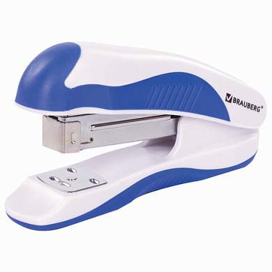 Степлер №24/6, 26/6 BRAUBERG "JET PRO", до 25 листов, эргономичный, бело-синий, 228584 (арт. 228584)