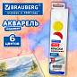 Краски акварельные для школ и худ. училищ BRAUBERG "ART ПЕЙЗАЖ", медовые, 6 цветов, круглые кюветы, пластиковый пенал с европодвесом, 192813 (арт. 192813)