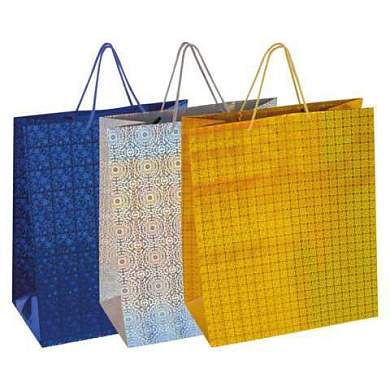 Пакет подарочный 49x40x19см (XXL) НАБОР 3шт, голография, ассорти, ЗОЛОТАЯ СКАЗКА, 609738 (арт. 609738)
