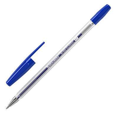Ручка шариковая BRAUBERG "M-500 CLASSIC", СИНЯЯ, корпус прозрачный, узел 0,7 мм, линия письма 0,35 мм, 143444 (арт. 143444)