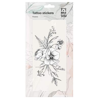 Наклейка-тату MESHU, "Flowers", 9*19см, 3 листа, инд. уп., европодвес (арт. 379749)