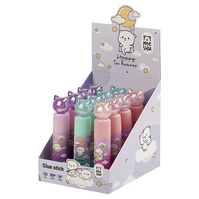 Клей-карандаш MESHU с топпером "Crystal Kitten", 8г, дисплей бокс, ПВП, ассорти (арт. 378646)