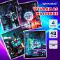 Тетради ДЭК А5 48 л. КОМПЛЕКТ 4 шт., BRAUBERG, гребень, клетка, глянцевый лак, "Киберпанк", 404665 (арт. 404665)