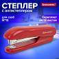 Степлер №10 BRAUBERG "SX-19", до 12 листов, с антистеплером, красный, 228589 (арт. 228589)