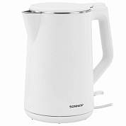 Чайник электрический с двойными стенками SONNEN KT-4103, 1,5 л, 2200 Вт, белый, 456376 (арт. 456376)