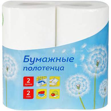 Полотенца бумажные в рулонах OfficeClean, 2-слойные, 2шт., 27,5м/рул., тиснение, белые (арт. 325794)