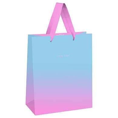 Пакет подарочный 26*32*12см MESHU "Duotone. Light blue-Pink gradient", отд. фольгой, матовая ламинация (арт. 354653)