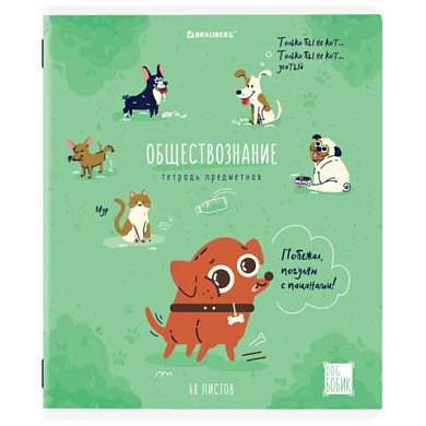 Тетрадь предметная DOG БОБИК 48 л., TWIN-лак, ОБЩЕСТВОЗНАНИЕ, клетка, подсказ, BRAUBERG, 404783 (арт. 404783)