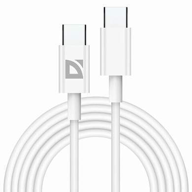 Кабель USB Type-C-Type-C, 30 Вт, белый, 2 м, DEFENDER F182, 87537 (арт. 514028)
