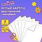Картон белый А4 МЕЛОВАННЫЙ (белый оборот), 7 листов, в папке, ЮНЛАНДИЯ, 200х290 мм, "ТИГРАША", 111310 (арт. 111310)