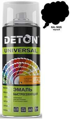 Эмаль аэрозоль 520мл акрил быстросохн. RAL9005 ЧЕРНАЯ арт.DTN-A07264 Deton Universal (арт. 717310)