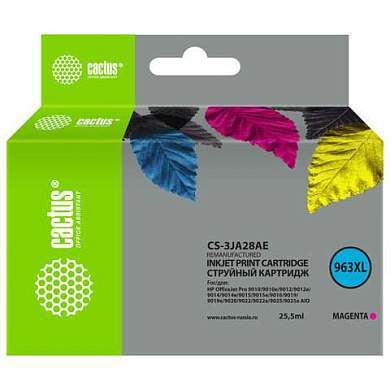 Картридж струйный CACTUS (CS-3JA28AE) для HP OfficeJet Pro 9010/9010e/9012/9014, пурпурный (арт. 364203)