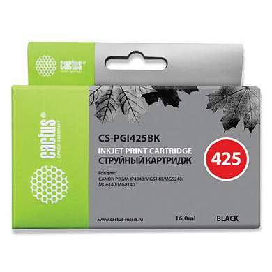 Картридж струйный CACTUS (CS-PGI425BK) для CANON Pixma MG5140/MG5240/MG6140/MG8140, черный (арт. 362000)