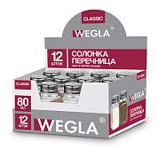 Солонка-перечница 80 мл, CLASSIC, баночка для специй, стекло/сталь, дисплей, WEGLA (ВЕГЛА), 700225 (арт. 700225)