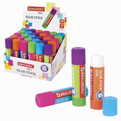 Клей-карандаш BRAUBERG MIX, 9 г, PVP основа, 229071 (арт. 229071)