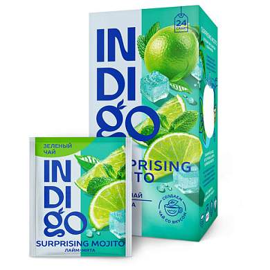 Чай INDIGO "Лайм-мята" зеленый, 24 пакетика в конвертах по 1,7 г, HERB0077 (арт. 625088)