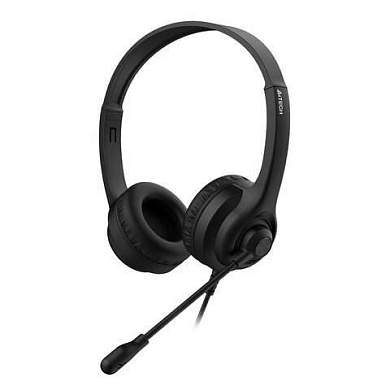 Наушники с микрофоном (гарнитура) A4TECH HU-8, проводные, 2 м, USB, черные, 1874958 (арт. 513934)