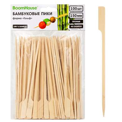 Шпажки-пики для канапе бамбуковые ГОЛЬФ 15 см, 100 шт., BOOMHOUSE (БУМХАУС), 701964 (арт. 701964)