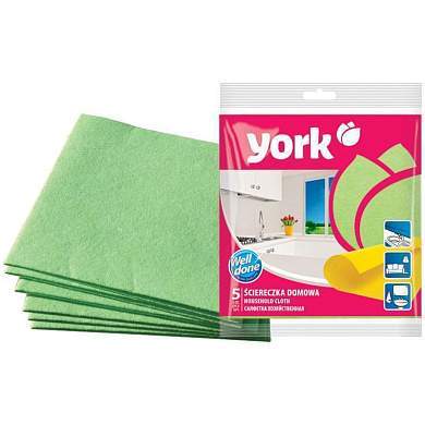 Салфетки для уборки York, набор 5шт., вискоза, 35*35см, европодвес (арт. 225070)