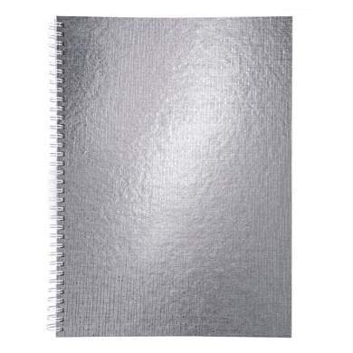 Тетрадь бумвинил А4 96 л., гребень, офсет №1, клетка, "СЕРЕБРО Metallic", HATBER, 077198, 96Т4бвВ1гр (арт. 405484)