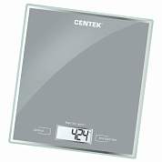 Весы кухонные CENTEK CT-2462 SILVER, электронный дисплей, max вес 5 кг, тарокомпенсация, стекло, CT-2462 Silver (арт. 457572)