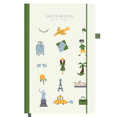 Скетчбук, слоновая кость 140 г/м2, 130х210 мм, 80 л., софт-тач, резинка, BRAUBERG ART CLASSIC, "Traveler", 117775 (арт. 117775)
