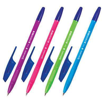 Ручка шариковая BRAUBERG "X-333" NEON SOLID, СИНЯЯ, корпус ассорти, узел 0,7 мм, линия письма 0,35 мм, 142831 (арт. 142831)