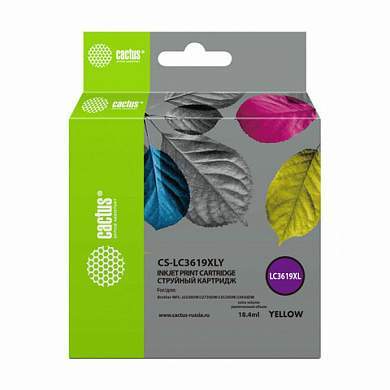 Картридж струйный CACTUS (CS-LC3619XLY) для Brother MFC-J2330DW/J3530DW/J3930D, желтый, ресурс 1500 страниц (арт. 363866)