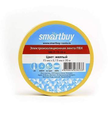 Smartbuy Изолента 15/20 0.13Х15Мм, 20 Метров, Желтая (Sbe-It-15-20-Y) (арт. 613212)