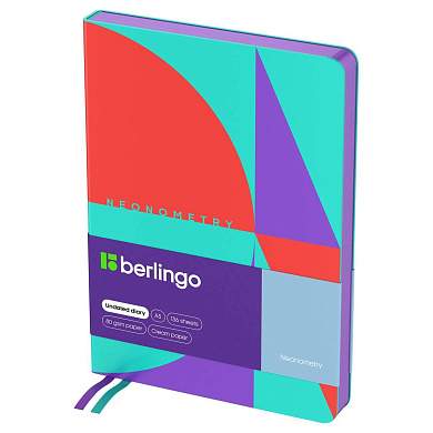 Ежедневник недатированный, А5, 136л., кожзам, Berlingo "Neonometry", цветной срез, с рисунком (арт. 371587)