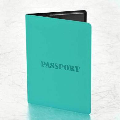 Обложка для паспорта, мягкий полиуретан, "PASSPORT", цвет "тиффани", STAFF, 238404 (арт. 238404)