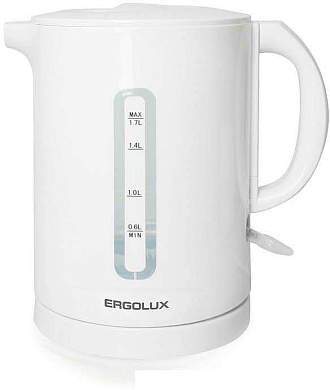Чайник электр. ERGOLUX ELX-KH01-C01 пластик, спираль 1.7л, курковый выкл., 220V 2300W белый  81521 (арт. 650689)