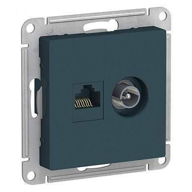 Schneider AtlasDesign мех. роз. коннек TV+комп СУ 1 мест изумруд (пл осн RG6+RJ45, 0,7dB) ATN000889 (арт. 662669)