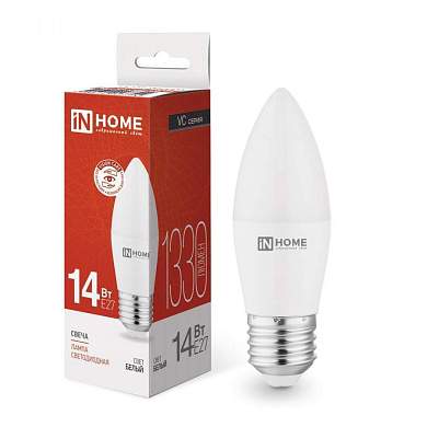 inHome лампа светодиодн. VC свеча C37 E27 14W(1330lm) 4000К 4K 112x38 (без пульсации) 7744 (арт. 873618)