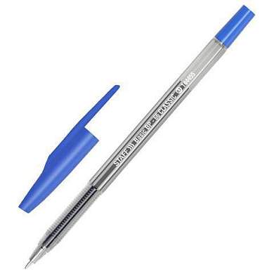 Ручка шариковая STAFF "Basic BP-66 CLASSIC", СИНЯЯ, корпус прозрачный, узел 1 мм, линия письма 0,5 мм, 144455 (арт. 144455)