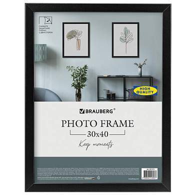 Рамка 30х40 см небьющаяся, аналог IKEA, багет 21 мм, МДФ, BRAUBERG "Idea", черная, 391373 (арт. 391373)