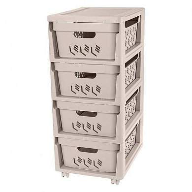 Комод на колесах DELUXE, 4 ящика, (30*38,5*69см), светло-бежевый 433276934 Econova/Бытпласт (арт. 801088)
