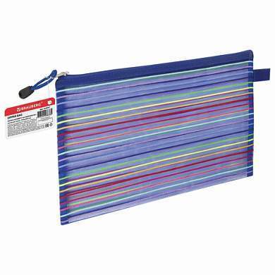 Папка-конверт на молнии формат B5+ (310х220 мм), сетчатая ткань, BRAUBERG "Stripes", 224047 (арт. 224047)