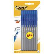 Ручки шариковые с грипом BIC "Round Stic Exact", НАБОР 6+2 шт., СИНИЕ, линия письма 0,28 мм, блистер, 932862 (арт. 143980)