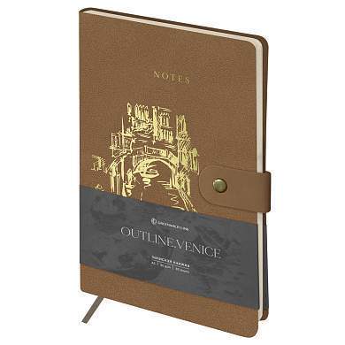 Записная книжка А5 80л., ЛАЙТ, кожзам, Greenwich Line "Outline. Venice", с замком, тиснение фольгой, внутренний карман, блок в точку (арт. 358012)